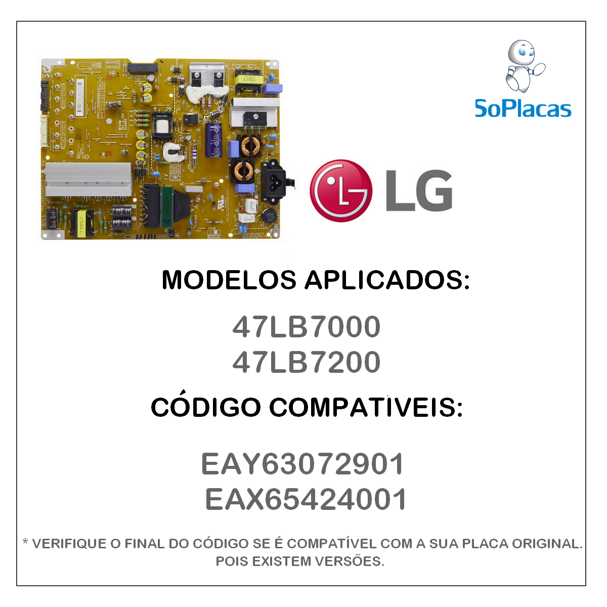 PLACA FONTE LG 47LB7000 47LB7050 47LB7200 EAY63072901 EAX65424001